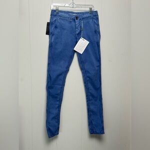 Cycle Made in Italy Skinny Cotton Blend Cobalt Blue Canvas Stretch Pants Sz 30